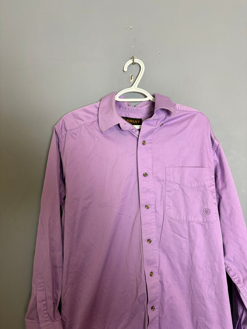 Ariat Mens Long Sleeve Button Front Shirt Purple Lavender L